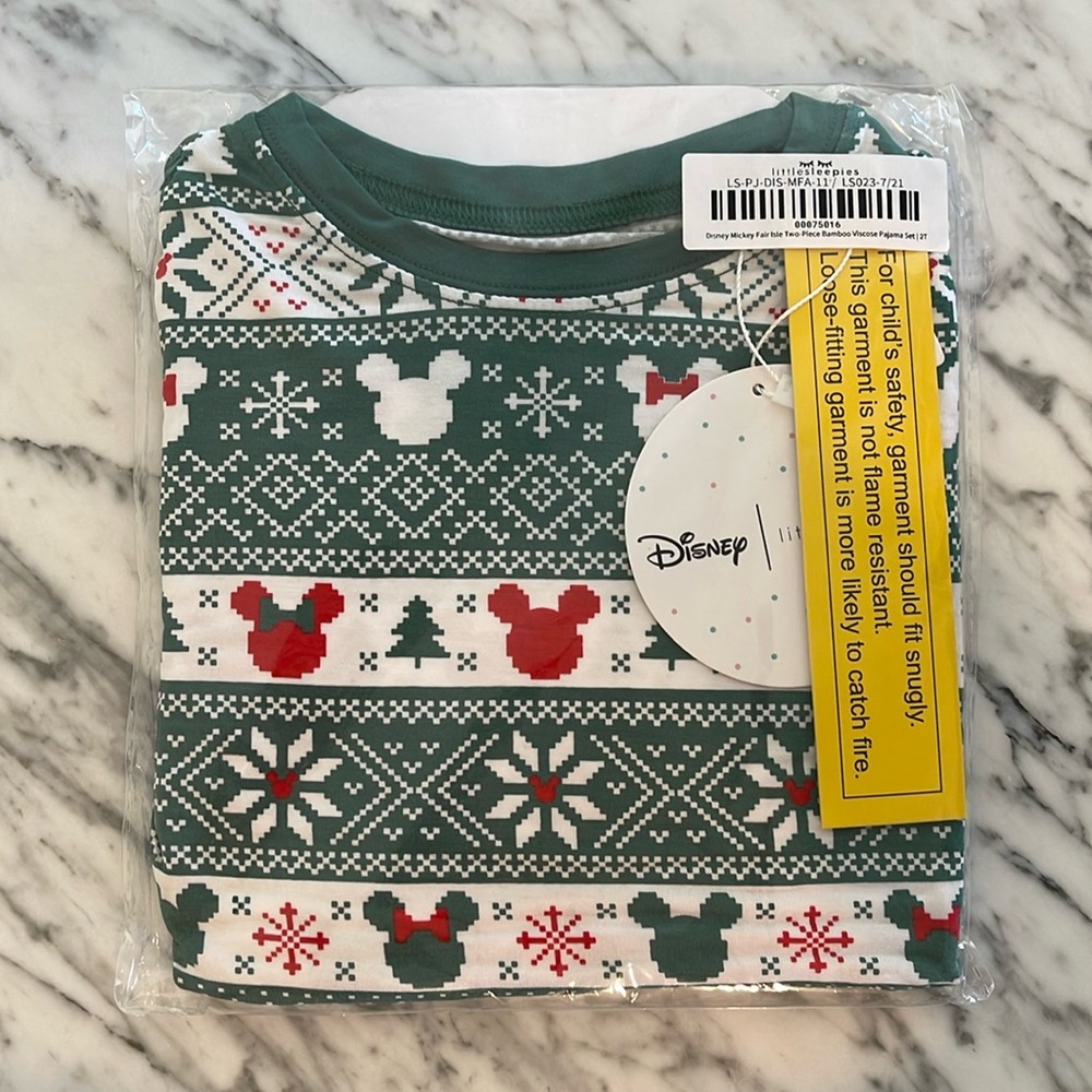 NWT Little Sleepies Disney Mickey Fair Isle Pajama Set
